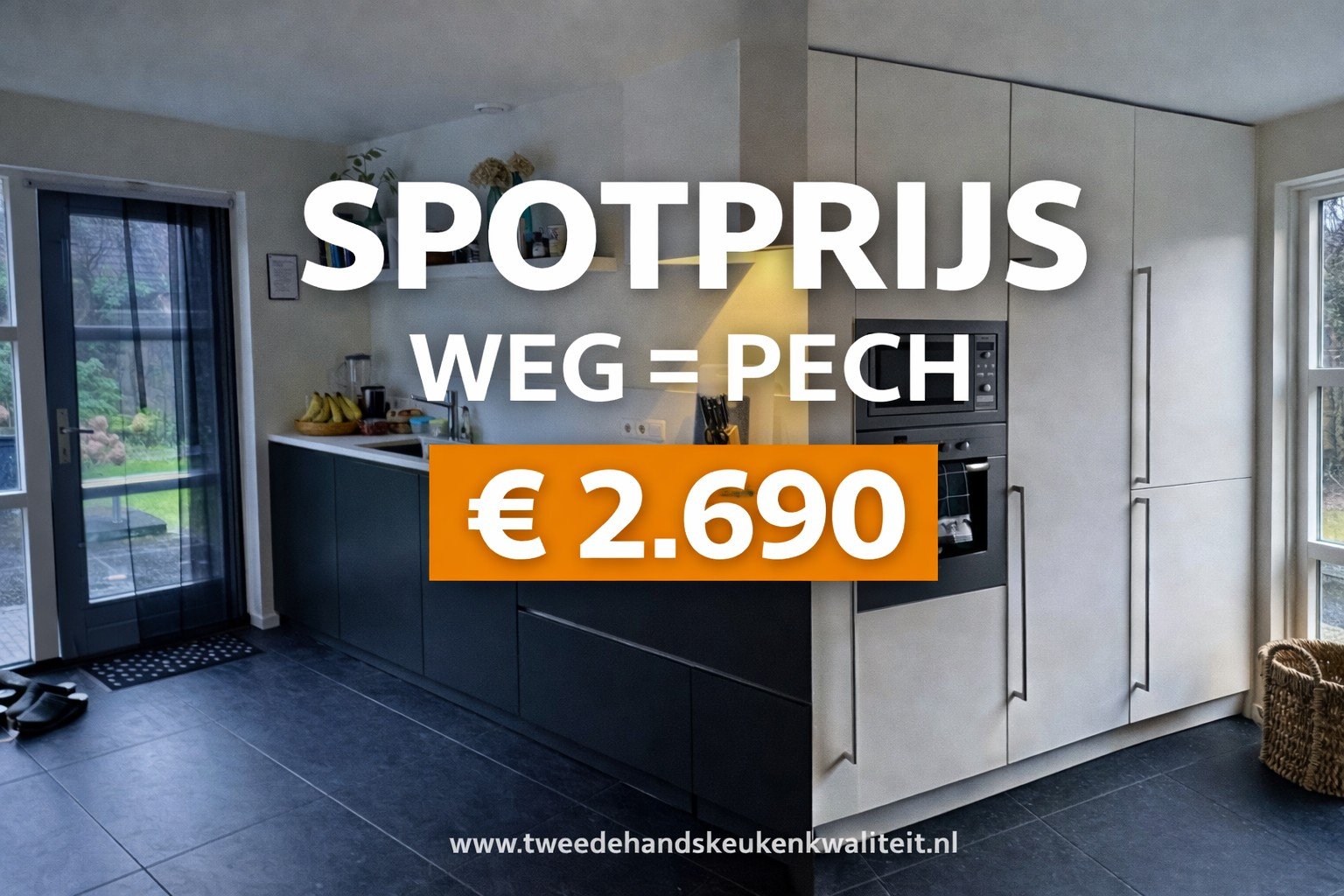 SPOTPRIJS – MODERNE LODDER MAATWERK KEUKEN