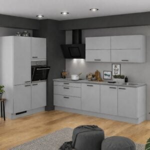 Nieuwe moderne keuken–mat zijdegrijs | compleet + apparatuur