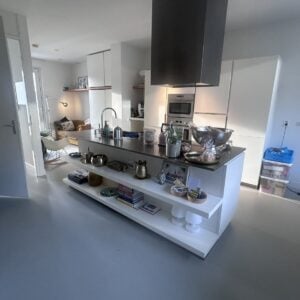 Moderne greeploze eilandkeuken – mat wit