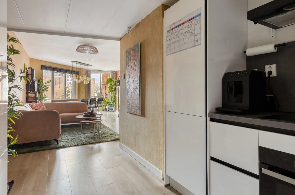 Moderne hoogglans hoekkeuken +grijs werkblad - Afbeelding 3