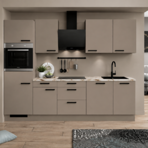 Nieuwe Moderne Rechte Keuken taupe /marmerlook