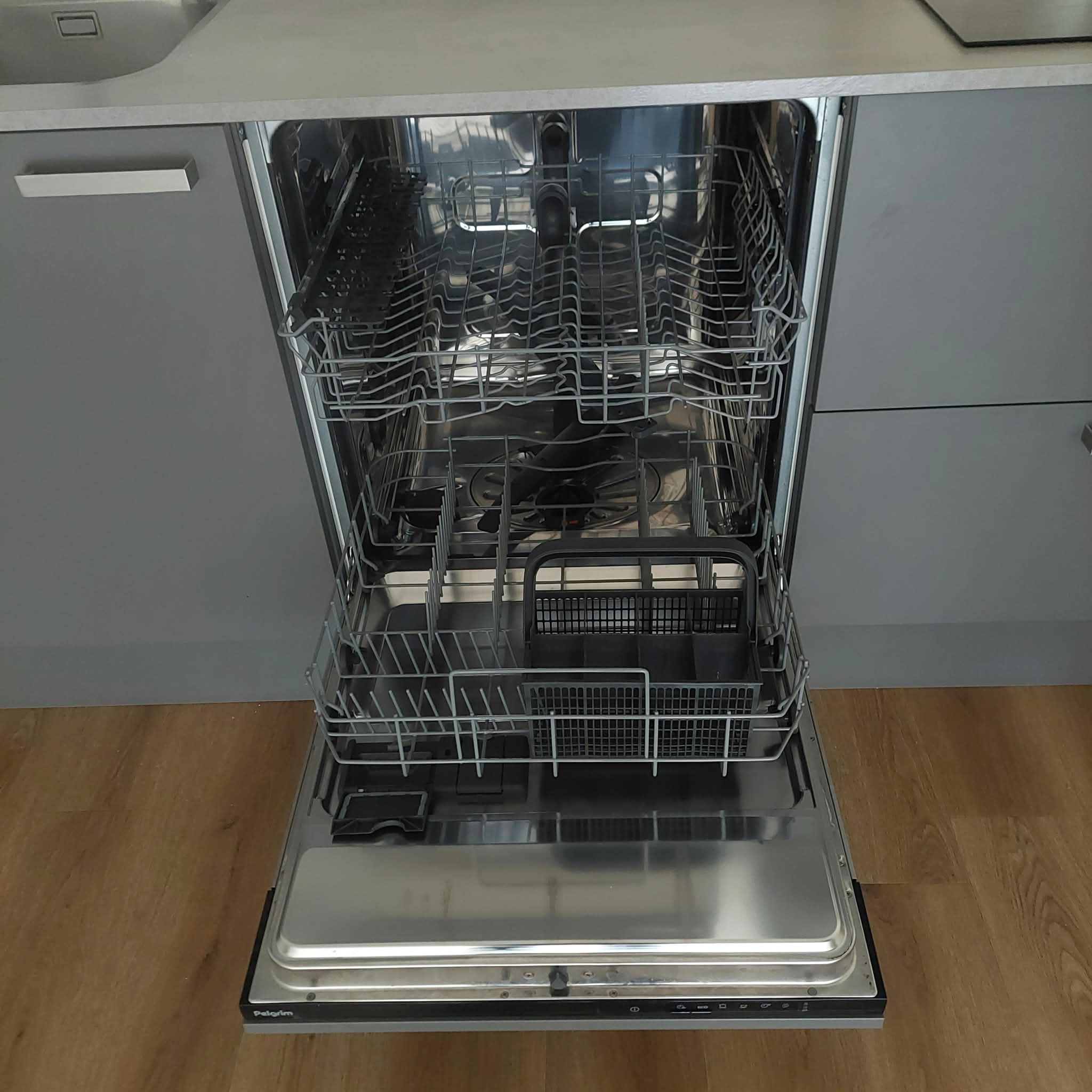 Moderne matgrijze rechte keuken+ apparatuur - Afbeelding 5