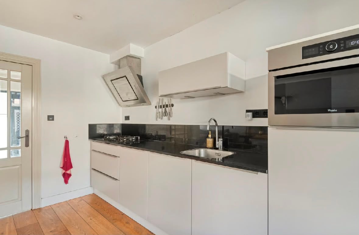 Moderne mat taupe rechte keuken - Afbeelding 3