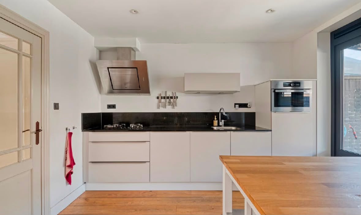 Moderne mat taupe rechte keuken - Afbeelding 2