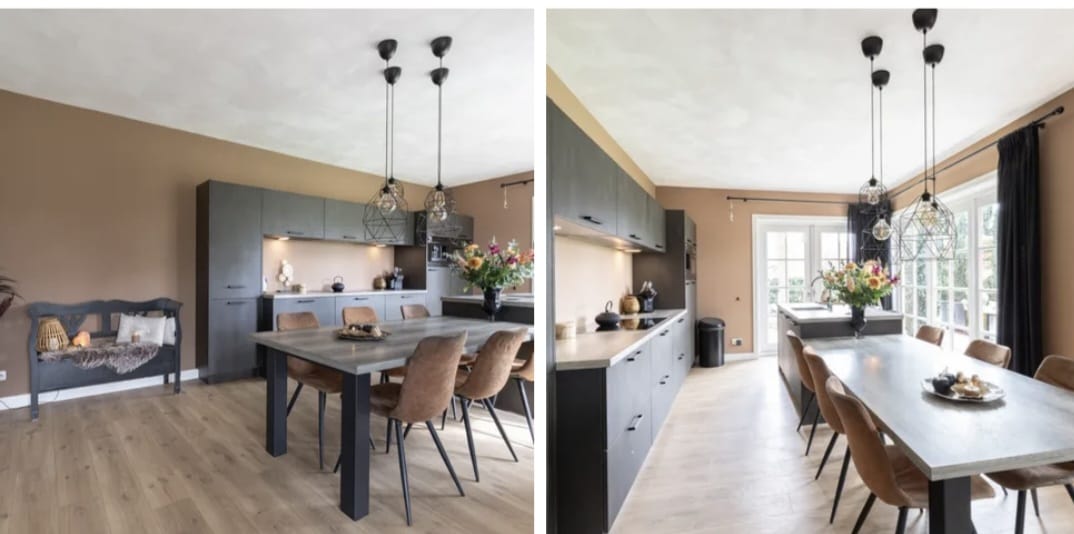 Luxe Antraciet/zwarte eilandkeuken met kookeiland, apparatuur & tafel - Afbeelding 2