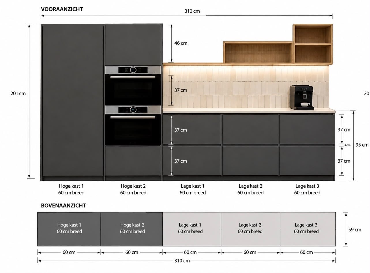 STRAKKE MODERNE MAT GRIJZE SCHIEREILANDKEUKEN +BOSCH/AEG +QUOOKER - Afbeelding 19